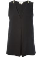 Michael Michael Kors Zip Detail Sleeveless Top, Women's, Size: Medium, Black, Polyester/spandex/elastane