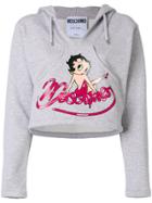 Moschino Cropped Betty Boop Hoodie - Grey