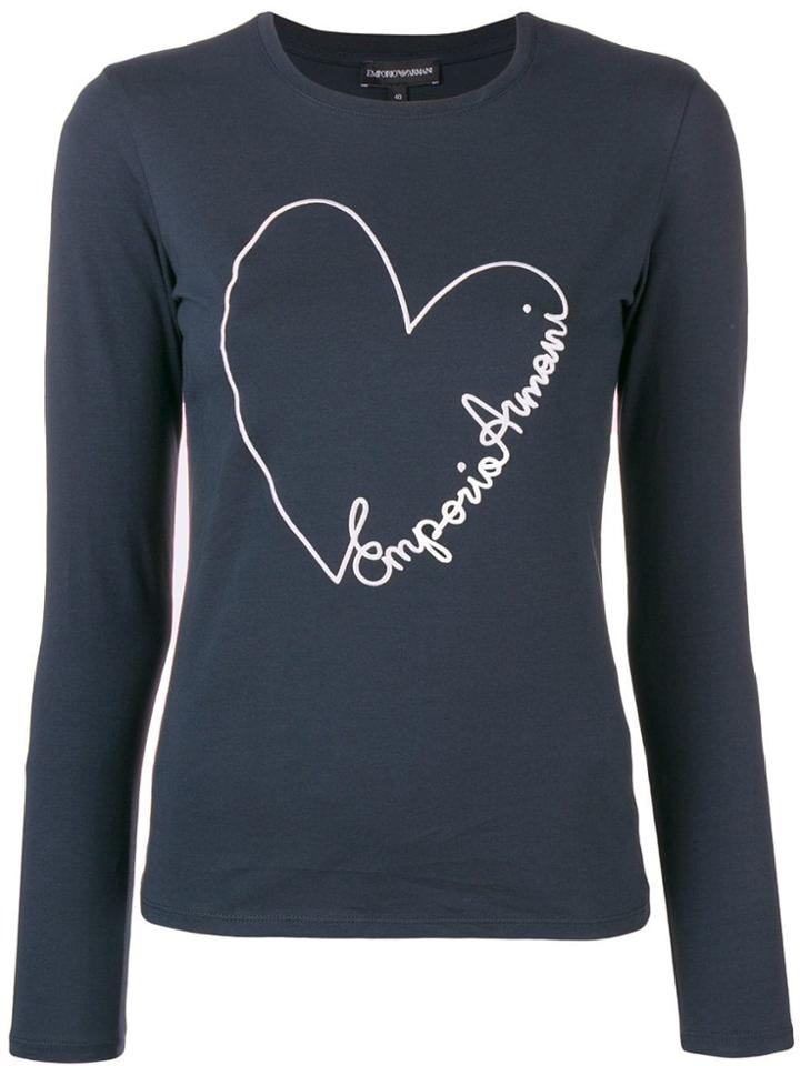 Emporio Armani Embroidered Heart Longsleeved T-shirt - Blue