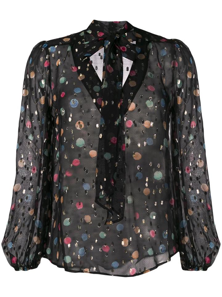 Rixo Moss Abstract-print Blouse - Black