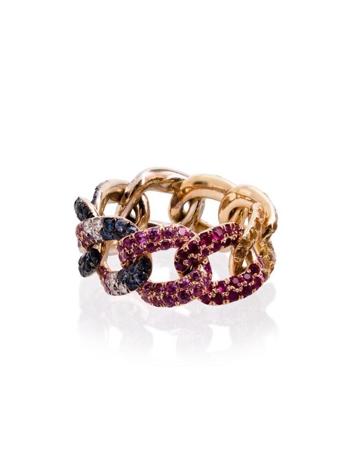 Shay 18kt Yellow Gold And Diamond Rainbow Jumbo Link Ring - Metallic