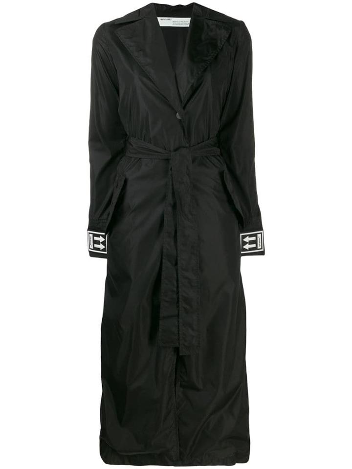 Off-white Cuff Logo Belted Trench Coat - Black