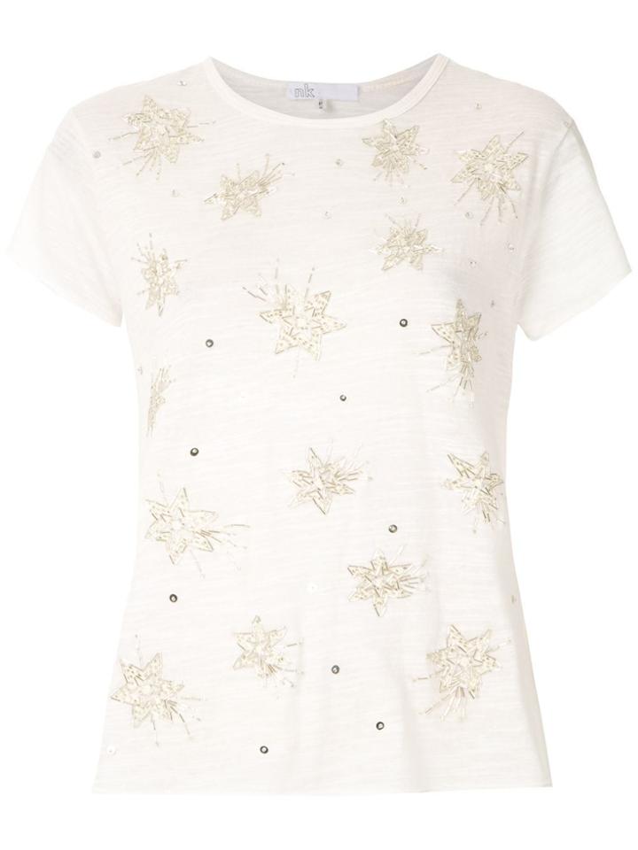 Nk Flame Embroidered T-shirt - White
