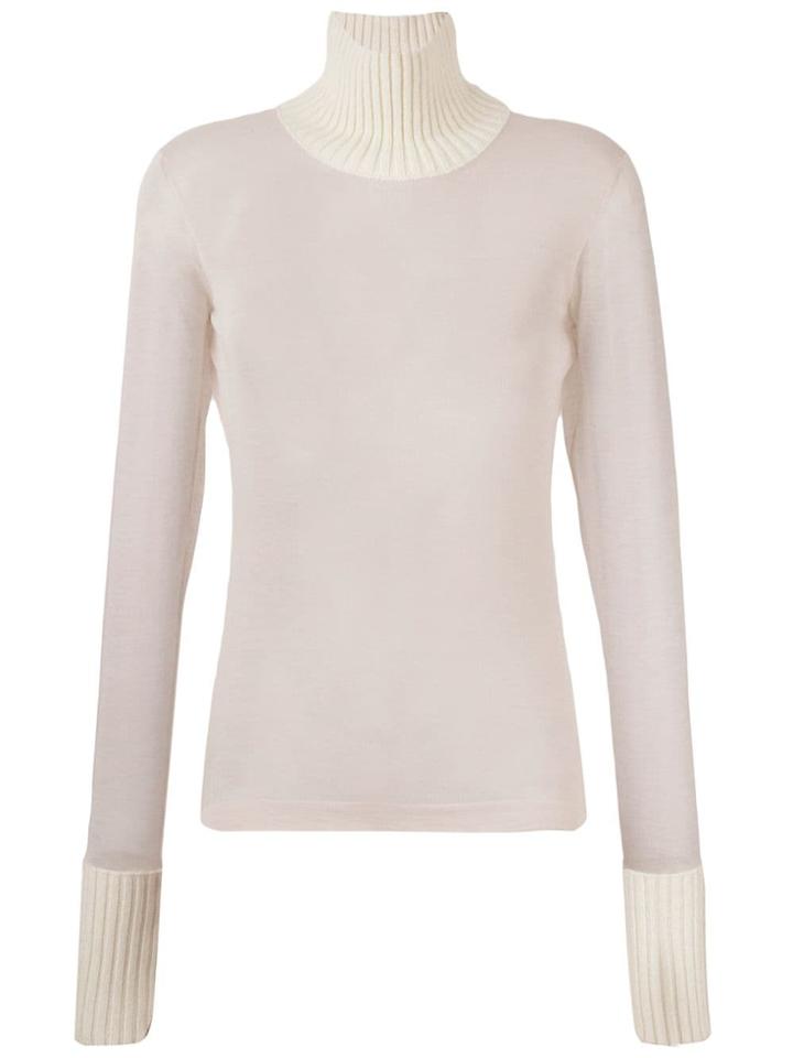 Maison Margiela Ribbed Trim Sheer Top - Pink