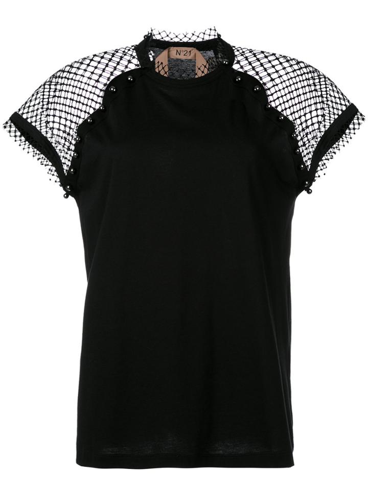 No21 Mesh Panel Blouse - Black