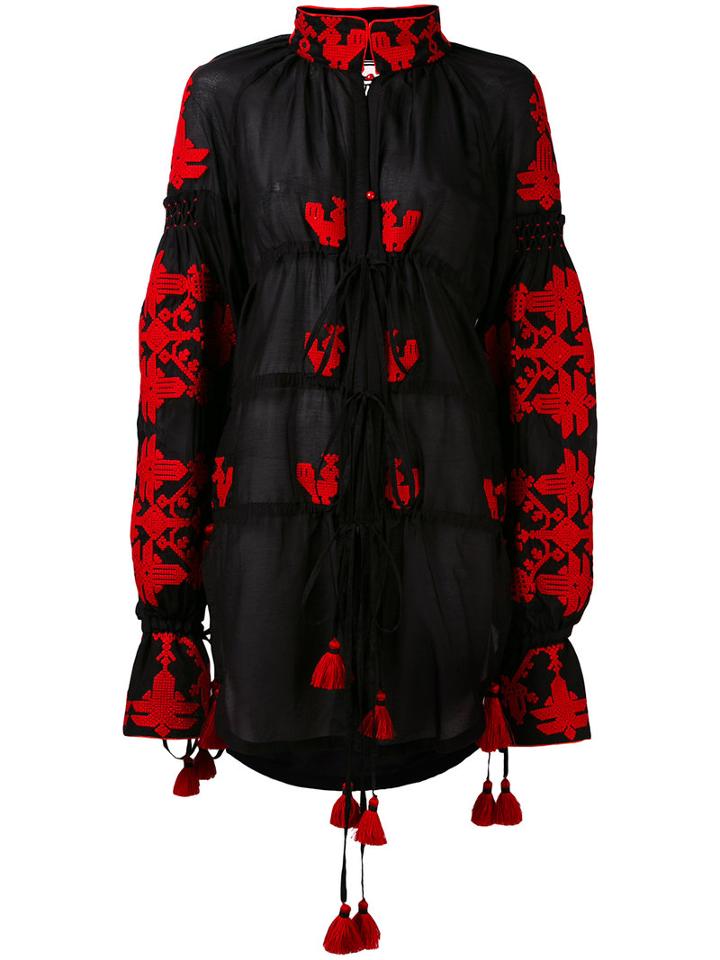 Yuliya Magdych - Tassel Detail Drawstrings Dress - Women - Silk/cotton - 1, Black, Silk/cotton