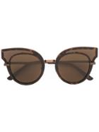 Bottega Veneta Eyewear Round Frame Embellished Sunglasses, Women's, Brown, Acetate/metal