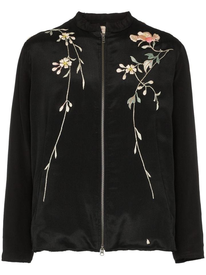By Walid Floral Embroidered Jacket - Black
