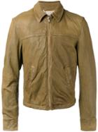 Pihakapi Slogan Leather Jacket, Men's, Size: Medium, Green, Lamb Skin/cotton/polyamide