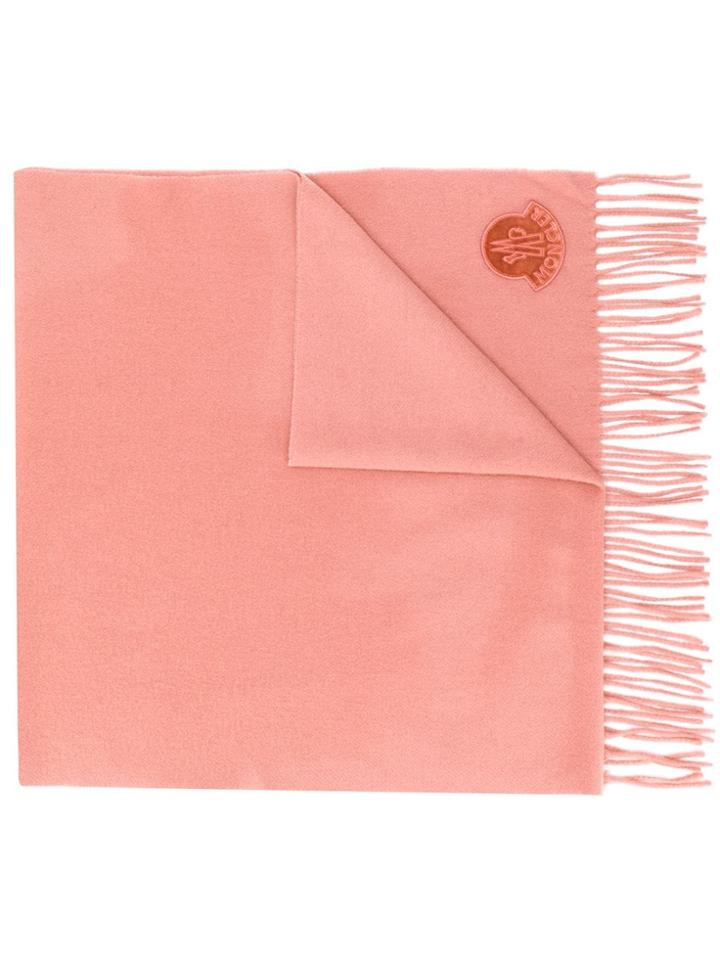 Moncler Contrasting Logo Patch Scarf - Pink