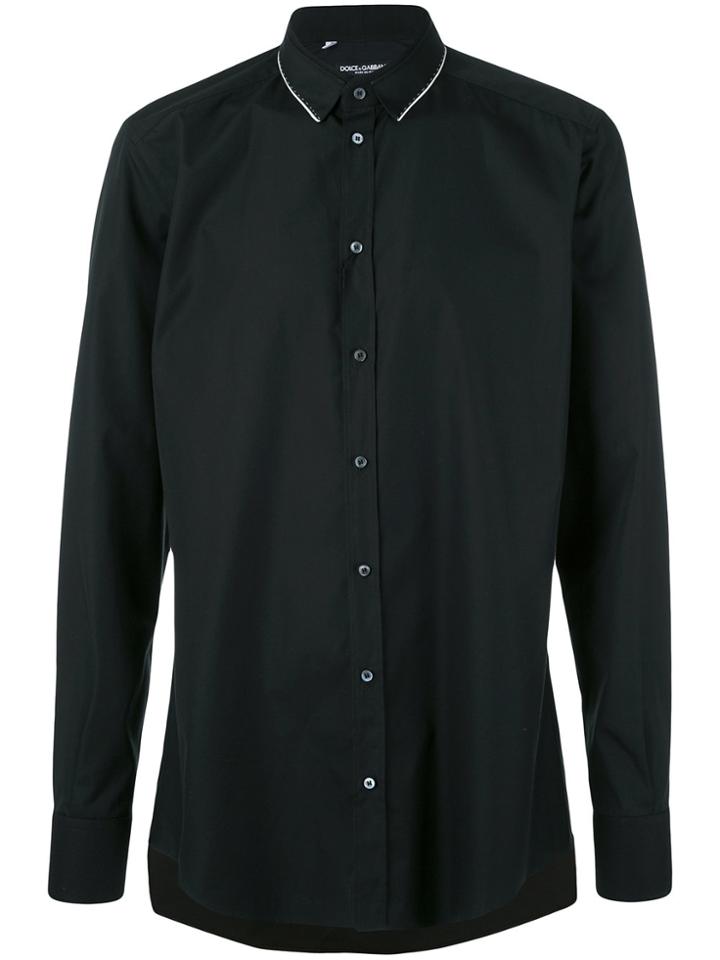 Dolce & Gabbana Contrast Stitch Trim Collar Shirt - Black