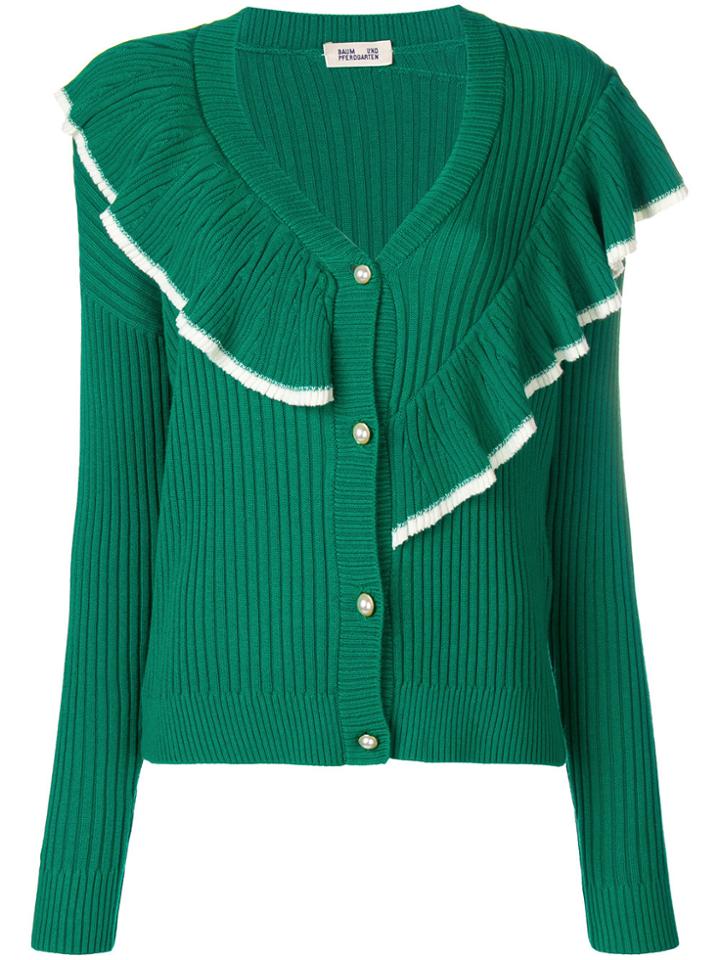 Baum Und Pferdgarten Ribbed Ruffle Cardigan - Green