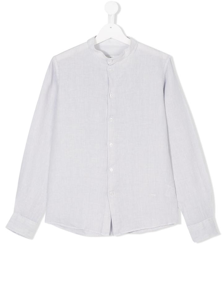 Paolo Pecora Kids Teen Band Collar Shirt - Grey