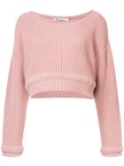 T By Alexander Wang Ribbed Knit Cropped Sweater - Pink & Purple