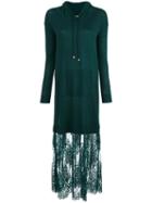 Twin-set - Lace Detail Hooded Dress - Women - Polyamide/viscose/wool - M, Green, Polyamide/viscose/wool