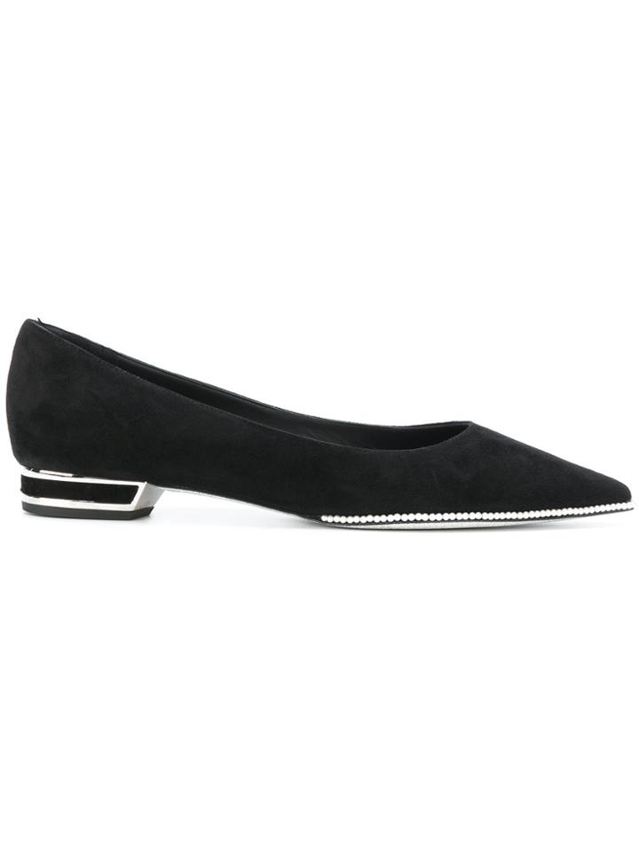 René Caovilla Pointed Toe Ballerinas - Black