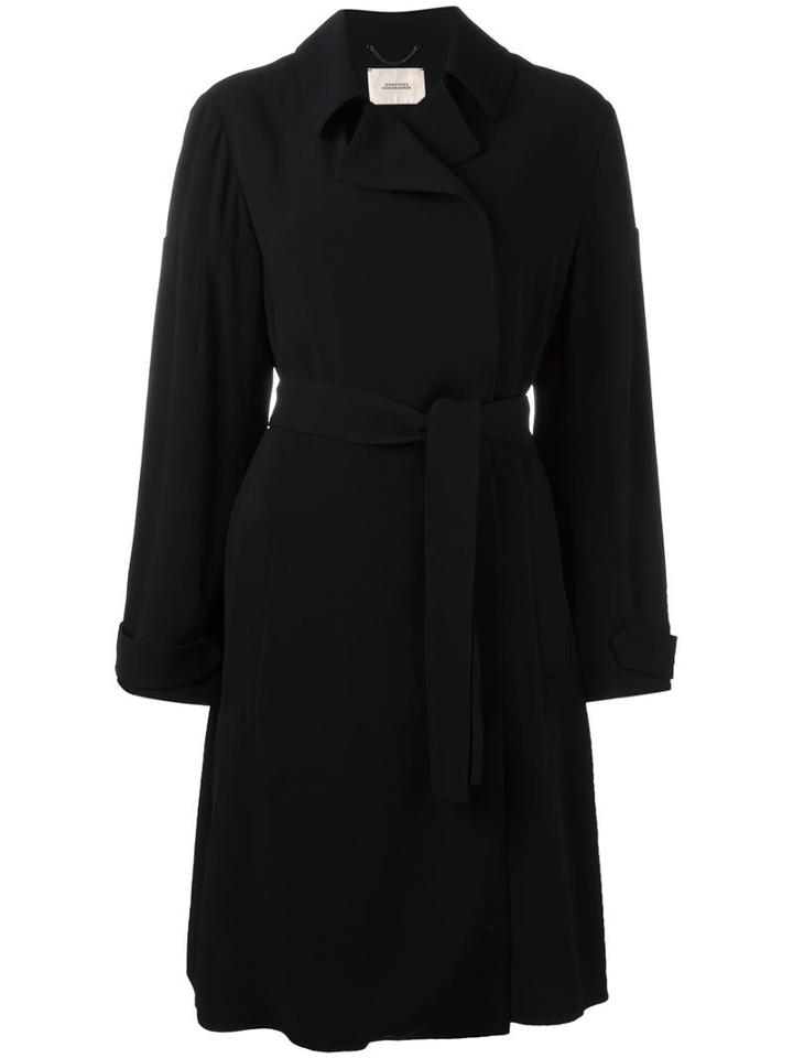 Dorothee Schumacher Belted Coat, Women's, Size: 3, Black, Acetate/viscose