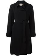 Dorothee Schumacher Belted Coat, Women's, Size: 3, Black, Acetate/viscose