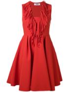 Msgm Fringed V-neck Flared Dress