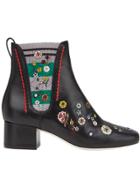 Fendi Floral Embroidered Boots - Black