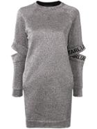 Karl Lagerfeld Cut Out Sleeve Sweat Dress - Silver