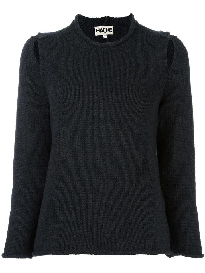 Hache Cold Shoulder Jumper, Women's, Size: 42, Grey, Wool/cashmere/viscose