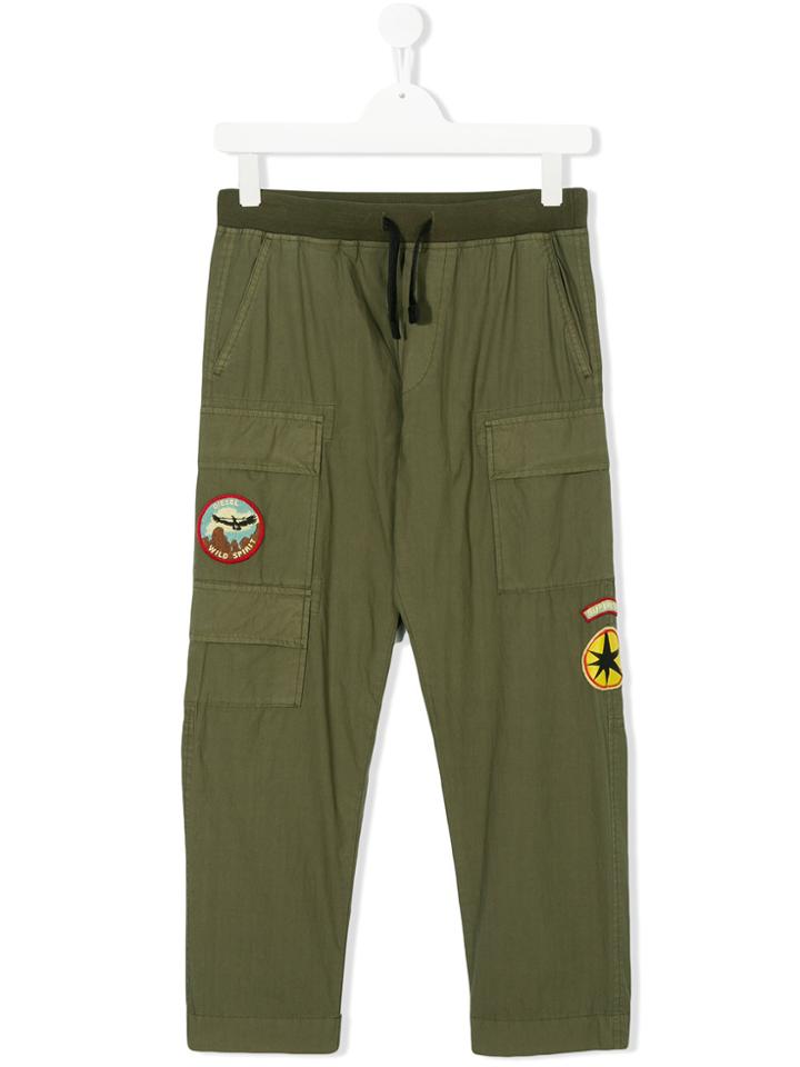 Diesel Kids Logo Patch Cargo Trousers - Green