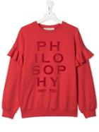 Philosophy Di Lorenzo Serafini Kids Teen Ruffle-sleeve Logo Sweatshirt