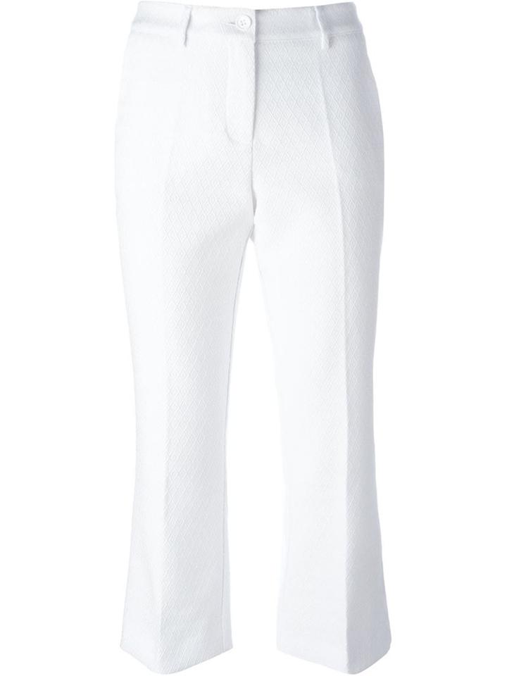 P.a.r.o.s.h. Cropped Flared Trousers, Women's, Size: Xs, White, Cotton/polyester/spandex/elastane