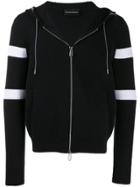 Emporio Armani Knitted Striped Hoody - Blue