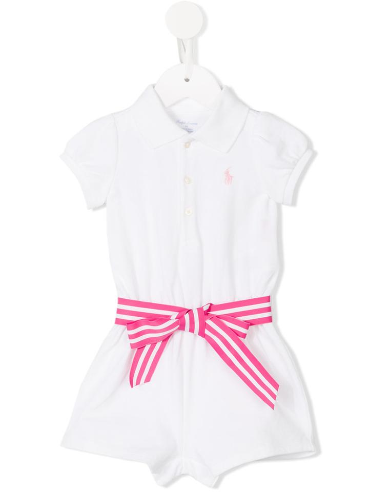 Ralph Lauren Kids - Belted Romper - Kids - Cotton/polyester - 12 Mth, White