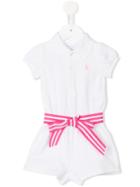 Ralph Lauren Kids - Belted Romper - Kids - Cotton/polyester - 12 Mth, White