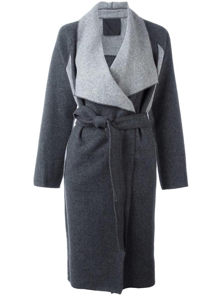 Demoo Parkchoonmoo Two-tone Coat, Women's, Size: 40, Grey, Wool/polyester/nylon