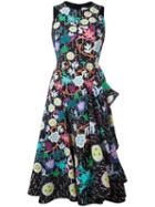 Peter Pilotto Waffle Flower Dress, Women's, Size: 10, Black, Polyester/polyamide/acetate/viscose