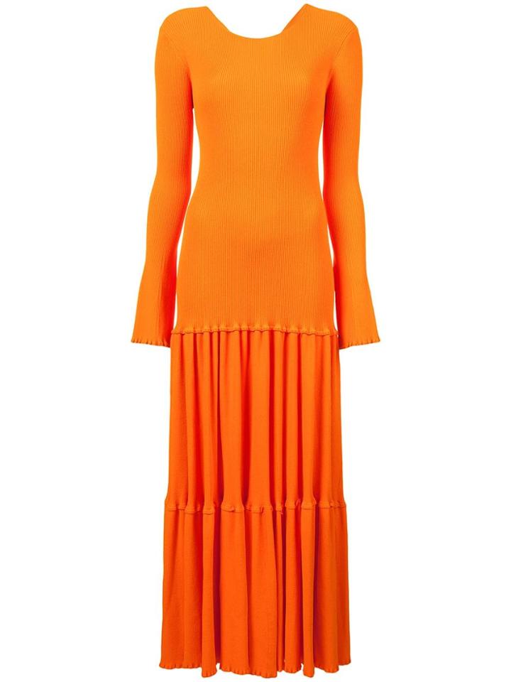 Carolina Herrera Pleated Knit Dress - Yellow