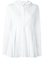 Capucci Applique Collar Pleated Shirt, Women's, Size: 46, White, Cotton/polyamide/spandex/elastane