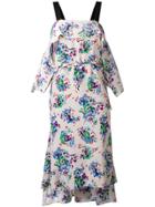 Msgm Floral Print Pointed Dress - Pink & Purple