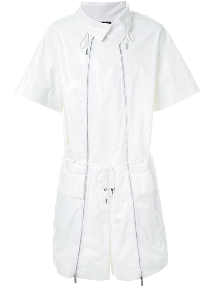 Fengchen Wang Zipped Short Jumpsuit, Men's, Size: Medium, White, Cotton/linen/flax