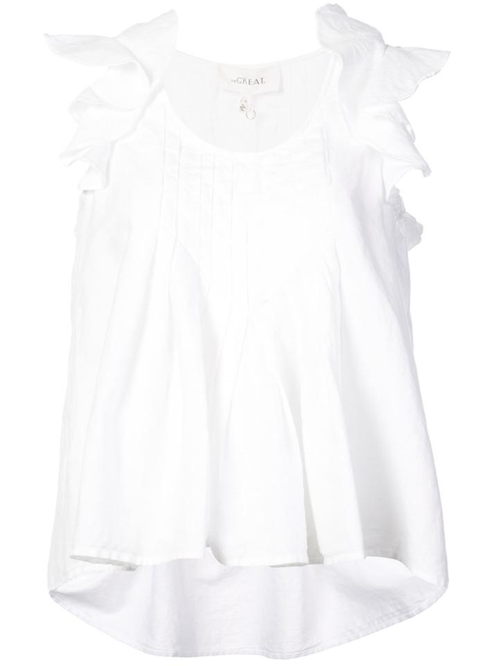 The Great Ruffle-trim Sleeveless Top - White