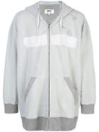 Mm6 Maison Margiela Distressed Effect Zipped Hoodie - Grey