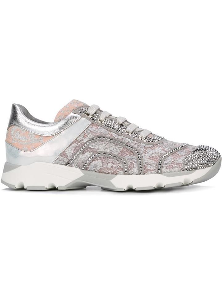 Rene Caovilla Lace Embellished Sneakers