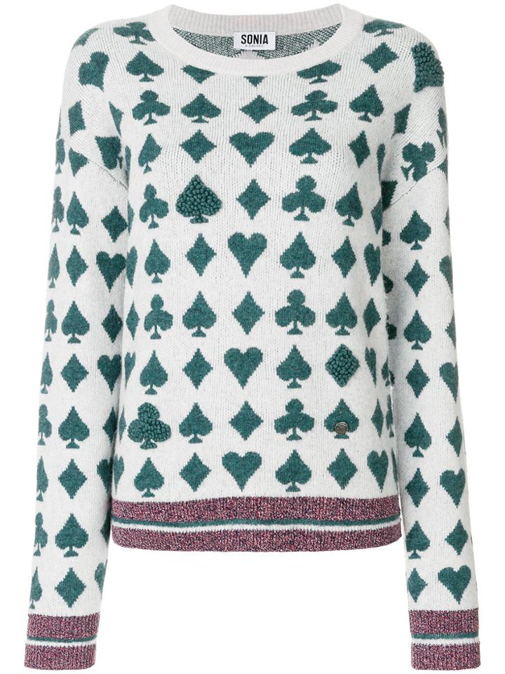 Sonia By Sonia Rykiel Playing Card Symbols Jumper - White