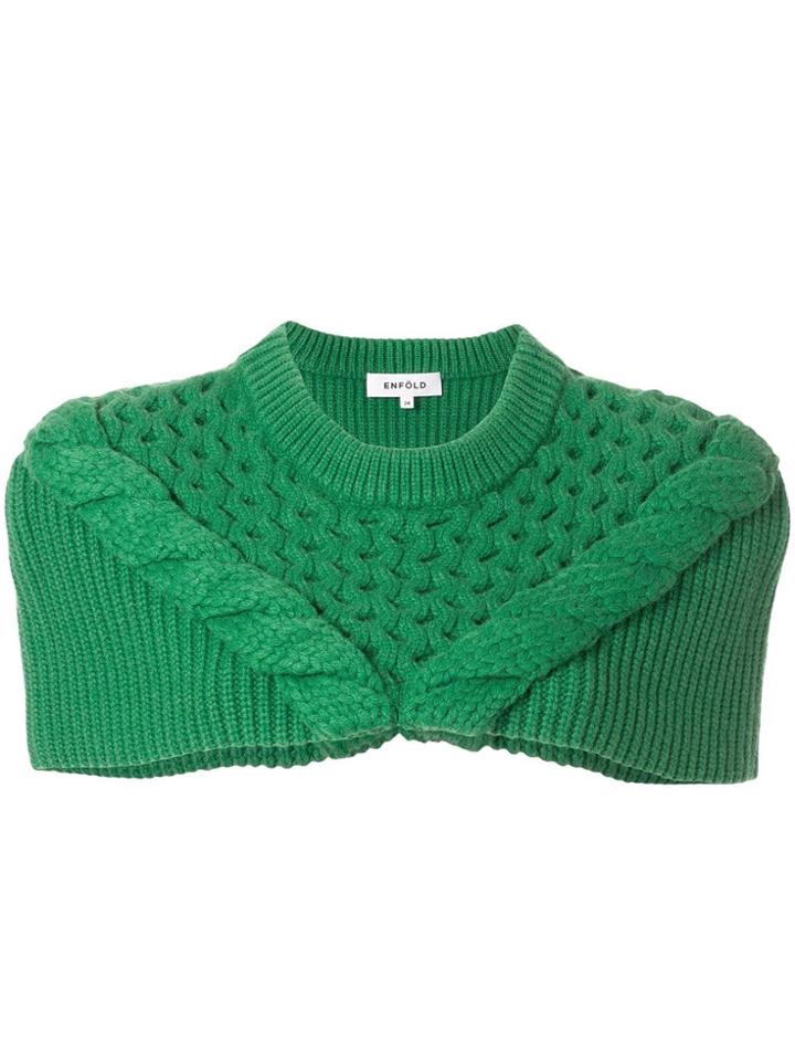 Enföld Cable Knit Shawl - Green