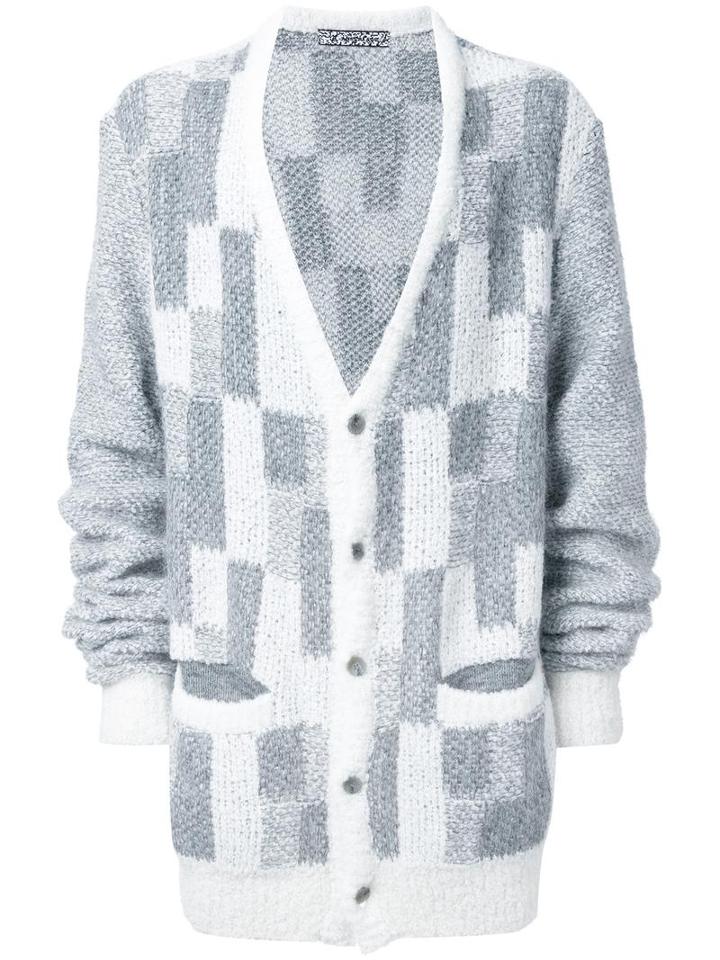 Anrealage Oversized 'noise' Cardigan, Men's, Grey, Acrylic/nylon/polyester/alpaca