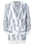 Anrealage Oversized 'noise' Cardigan, Men's, Grey, Acrylic/nylon/polyester/alpaca