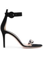 Gianvito Rossi Leopard Print Vinyl Strap Sandals - Black