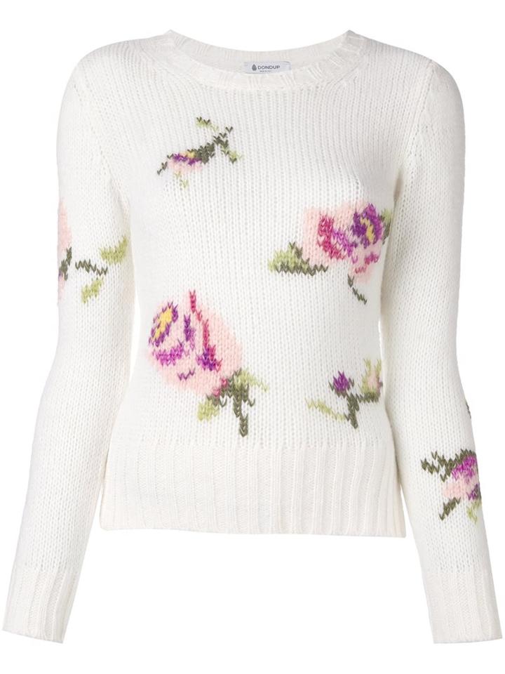 Dondup Rose Intarsia Jumper, Women's, Size: Medium, White, Polyamide/alpaca/merino