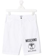 Moschino Kids Teen Logo Printed Shorts - White