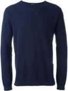 Z Zegna Crew Neck Sweatshirt, Men's, Size: Medium, Blue, Cotton/linen/flax