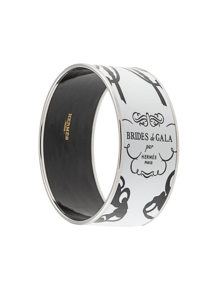 Hermès Vintage H Logos Enamel Cloisonne Ware Bangle - White